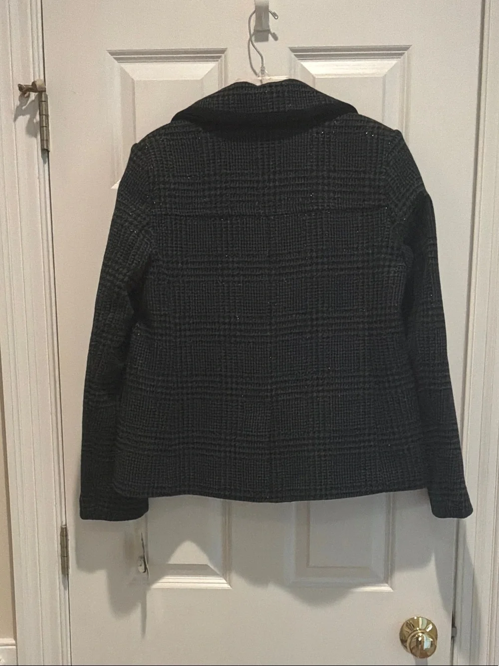 kate spade Black Textured Double-Breasted Peacoat